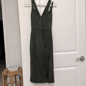 NWOT Giani Bini Green Suede Open-back Midi Dress